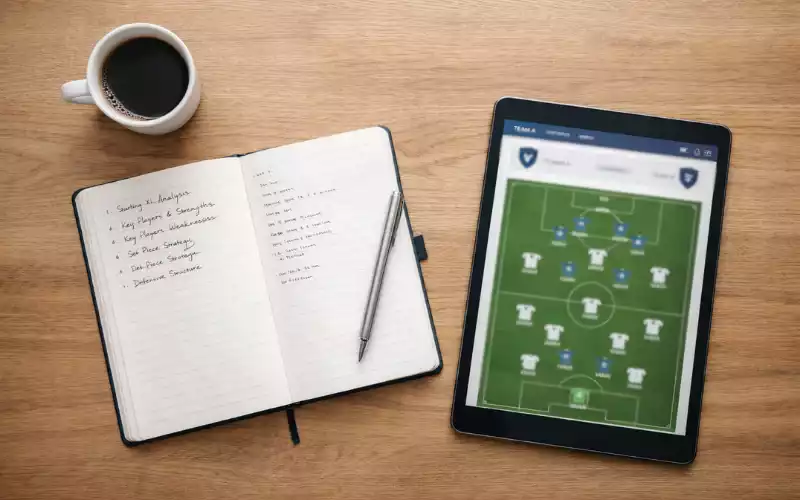 Analyse og forberedelse før fodboldkamp med statistik
